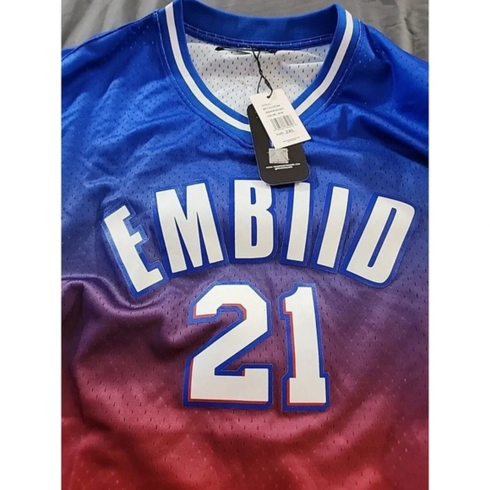 Pro Standard Post Joel Embiid Royal/Red Philadelphia 76ers Ombre Jersey 2XL XXL‎ - Picture 8 of 9